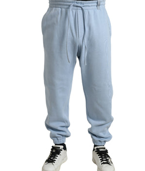 Dolce & Gabbana Light Blue Cotton Sweatpants Men Jogger Pants