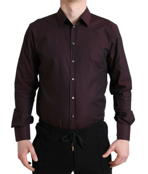 Dolce & Gabbana Maroon Jacquard Formal Dress MARTINI Shirt