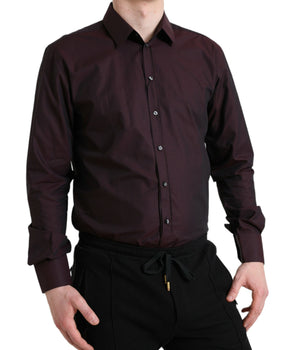 Dolce & Gabbana Maroon Jacquard Formal Dress MARTINI Shirt