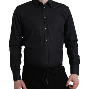 Dolce & Gabbana Elegant Navy Blue Slim Fit Dress Shirt