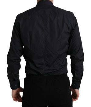 Dolce & Gabbana Navy Blue Cotton Collared Formal Dress Shirt