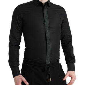 Dolce &amp; Gabbana Elegant Black Slim Fit Dress Shirt