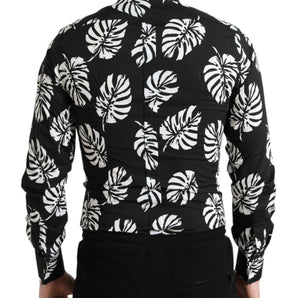 Dolce &amp; Gabbana Camisa de vestir elegante con estampado de hojas y corte slim