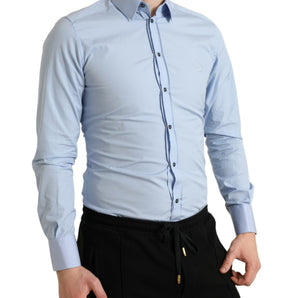 Dolce &amp; Gabbana Camisa de vestir azul cielo elegante slim fit