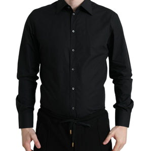 Dolce &amp; Gabbana Sleek Black Slim Fit Italian Dress Shirt