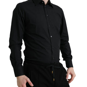 Dolce &amp; Gabbana Sleek Black Slim Fit Italian Dress Shirt