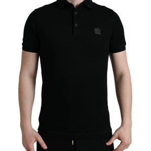 Dolce &amp; Gabbana Elegante polo de algodón negro