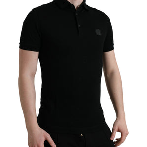 Dolce &amp; Gabbana Elegante polo de algodón negro