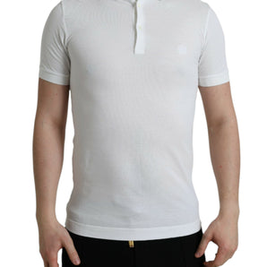 Dolce & Gabbana Crown Embroidered White Cotton Polo