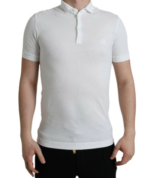Dolce &amp; Gabbana Polo De Algodón Blanco Con Corona Bordada
