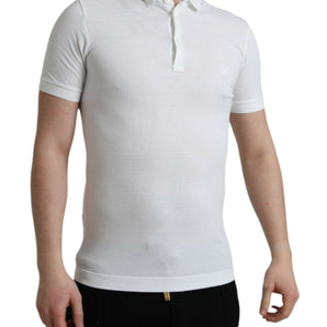 Dolce &amp; Gabbana Crown Embroidered White Cotton Polo