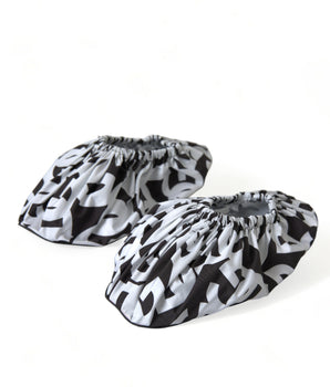 Dolce &amp; Gabbana White Logo Print Nylon Slip On Flats Shoes