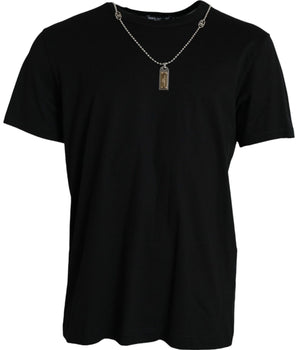 Dolce & Gabbana Black Silver Chain Short Sleeve T-shirt