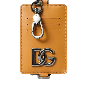 Dolce & Gabbana Elegant Orange Calf Leather Card Holder