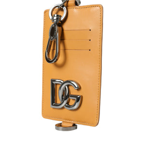 Dolce &amp; Gabbana Elegant Orange Calf Leather Card Holder