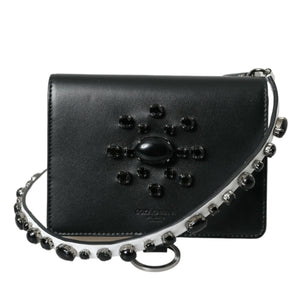 Dolce & Gabbana Elegant Crystal-Embellished Leather Card Holder