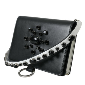 Dolce &amp; Gabbana Elegant Crystal-Embellished Leather Card Holder