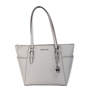 Michael Kors Bolso tote con cremallera superior de cuero grande en gris perla Charlotte