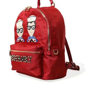 Dolce &amp; Gabbana Mochila roja adornada con detalles dorados