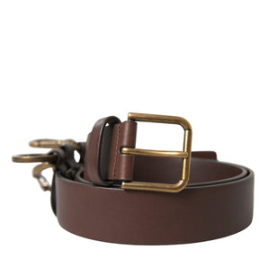 Dolce &amp; Gabbana Elegant Brown Calf Leather Belt - Timeless Accessory