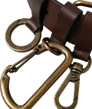 Dolce & Gabbana Brown Calf Leather Gold Metal Buckle Belt