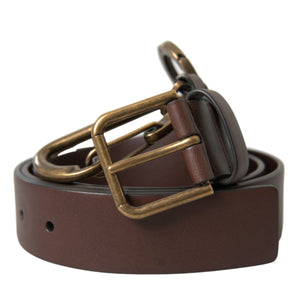 Dolce &amp; Gabbana Elegant Calf Leather Belt with Metal Buckle Closure