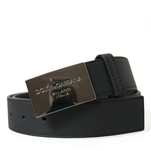 Dolce &amp; Gabbana Elegant Black Leather Belt with Metal Buckle