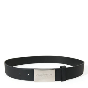 Dolce &amp; Gabbana Elegant Black Leather Belt with Metal Buckle