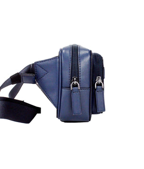 Michael Kors Cooper Small Navy Blue Smooth Leather Double Zip Belt Bag