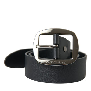 Dolce & Gabbana Elegant Black Leather Belt with Metal Buckle