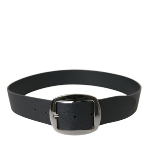 Dolce &amp; Gabbana Elegant Black Leather Belt with Metal Buckle