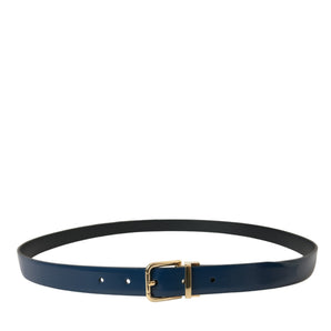 Dolce & Gabbana Elegant Blue Leather Belt with Metal Buckle