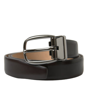 Dolce &amp; Gabbana Elegant Dark Brown Calf Leather Belt