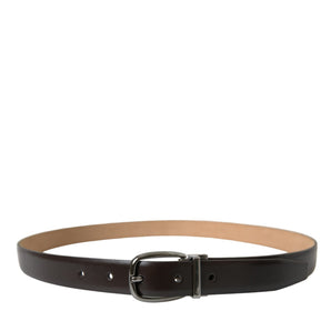 Dolce &amp; Gabbana Elegant Dark Brown Calf Leather Belt