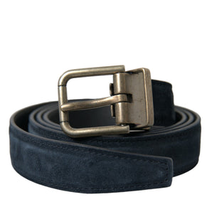 Dolce &amp; Gabbana Elegant Blue Leather Belt with Metal Buckle