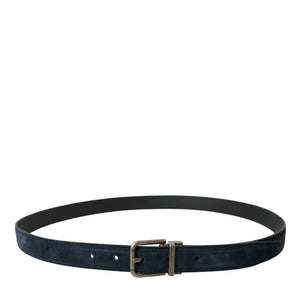 Dolce &amp; Gabbana Elegant Blue Leather Belt with Metal Buckle