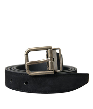 Dolce & Gabbana Black Goat Leather Antique Metal Buckle Belt