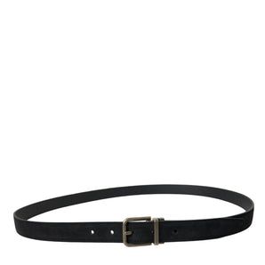 Dolce &amp; Gabbana Elegant Black Leather Belt with Metal Buckle