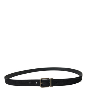 Dolce & Gabbana Black Goat Leather Antique Metal Buckle Belt