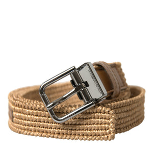 Dolce &amp; Gabbana Elegant Beige Woven Leather Belt