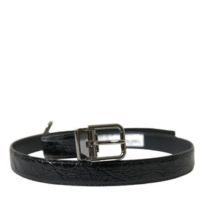 Dolce &amp; Gabbana Elegant Black Leather Belt with Metal Buckle