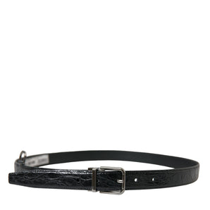 Dolce &amp; Gabbana Elegant Black Leather Belt with Metal Buckle