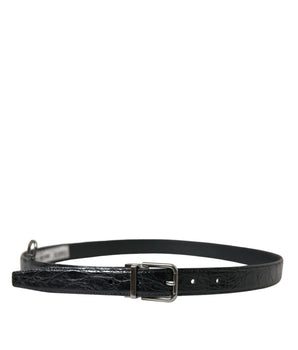 Dolce & Gabbana Black Leather Silver Metal Buckle Belt