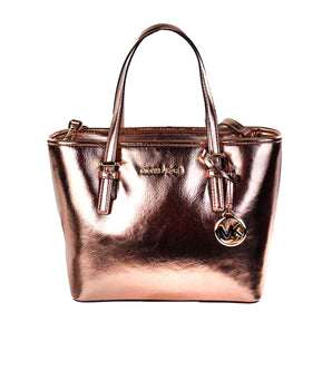 Michael Kors Jet Set Primrose Metallic XS Carryall Top Zip Tote Bag Purse