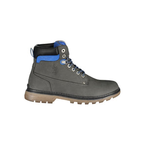 US POLO ASSN. Elegant Gray High Lace-Up Boots with Logo Detail