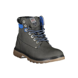 US POLO ASSN. Elegant Gray High Lace-Up Boots with Logo Detail