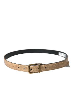 Dolce & Gabbana Beige Exotic Leather Gold Metal Buckle Belt