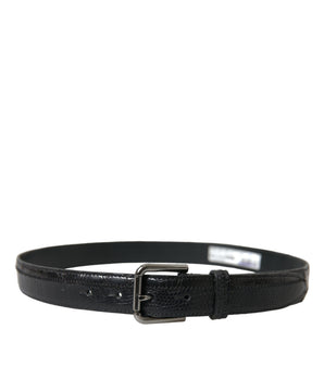 Dolce & Gabbana Black Exotic Leather Silver Metal Buckle Belt