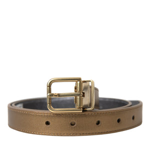 Dolce &amp; Gabbana Metallic Gold Leather Belt - Timeless Elegance