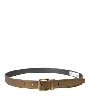 Dolce & Gabbana Metallic Gold Calf Leather Metal Buckle Belt